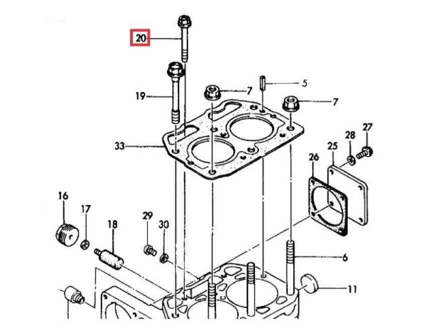 Genuine YANMAR 2GM20 3GM30 3HM35 3HMF Cylinder head bolt 129350